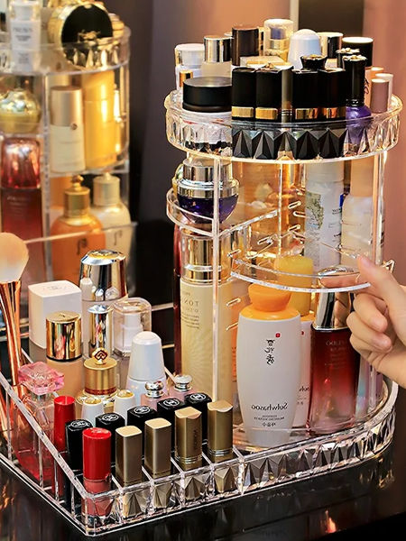 Rotatable Cosmetic Organizer With Lipstick Organizer Tray - Armix Store