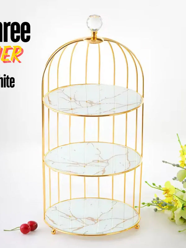 Multi Layer Makeup Organizer In Metal Bird Cage Shape - Armix Store