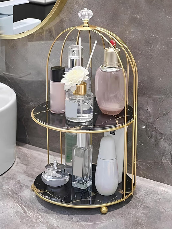 Multi Layer Makeup Organizer In Metal Bird Cage Shape - Armix Store