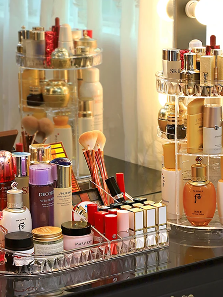 Rotatable Cosmetic Organizer With Lipstick Organizer Tray - Armix Store