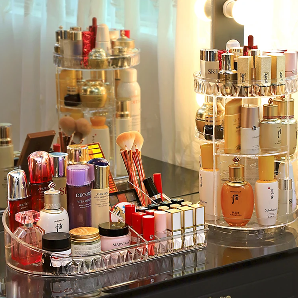 Rotatable Cosmetic Organizer With Lipstick Organizer Tray - Armix Store