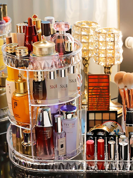 Rotatable Cosmetic Organizer With Lipstick Organizer Tray - Armix Store