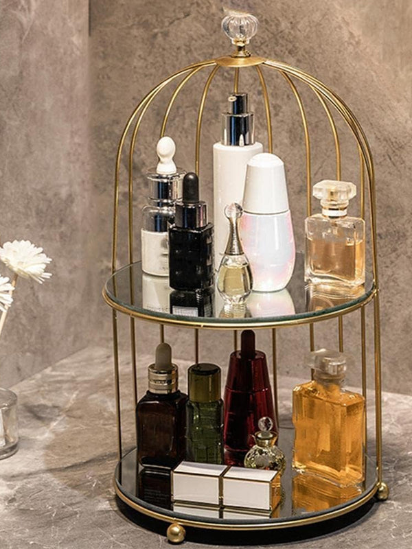 Multi Layer Makeup Organizer In Metal Bird Cage Shape - Armix Store