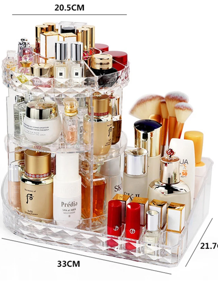 Rotatable Cosmetic Organizer With Lipstick Organizer Tray - Armix Store