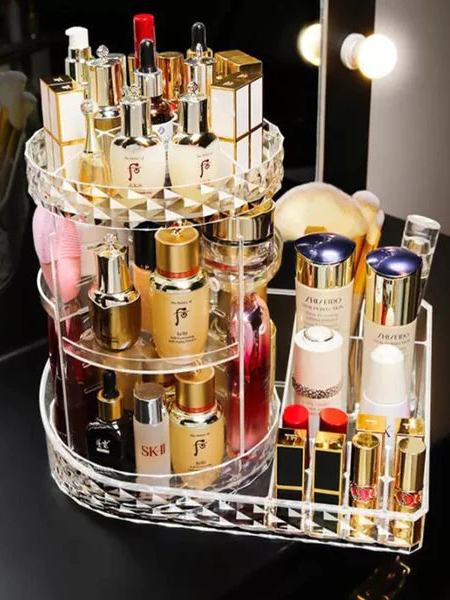 Rotatable Cosmetic Organizer With Lipstick Organizer Tray - Armix Store