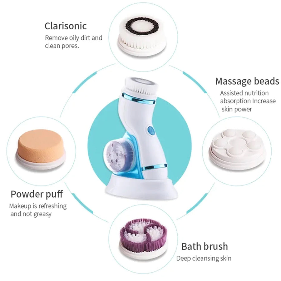 4 in 1 Facial Cleansing Brush Electric Face Massager Rechargeable - Armix Store