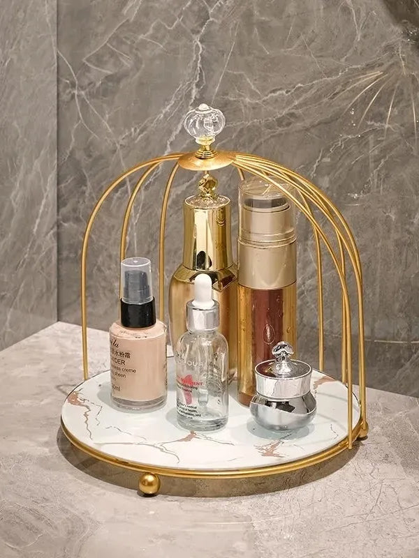 Multi Layer Makeup Organizer In Metal Bird Cage Shape - Armix Store