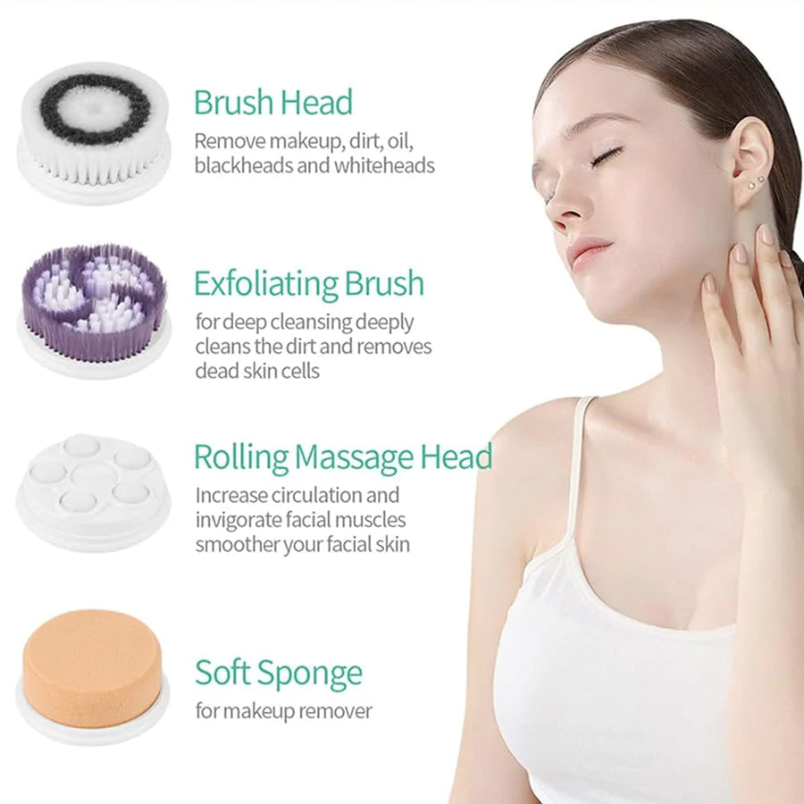 4 in 1 Facial Cleansing Brush Electric Face Massager Rechargeable - Armix Store