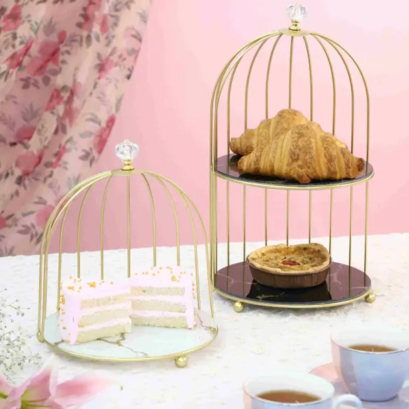 Multi Layer Makeup Organizer In Metal Bird Cage Shape - Armix Store