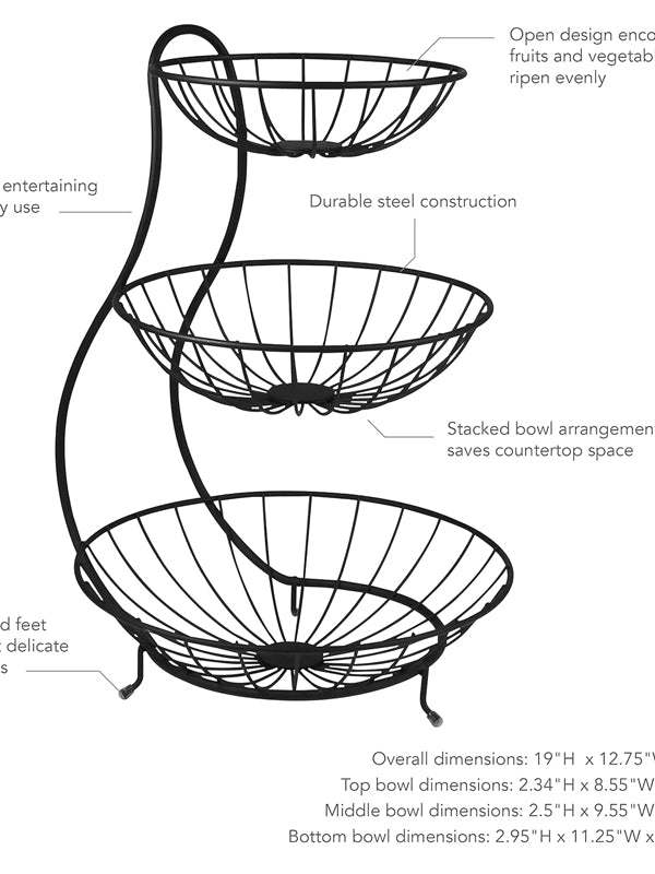 Stainless Steel High Quality Fruit & Vegetable Basket 3 Tier - Armix Store