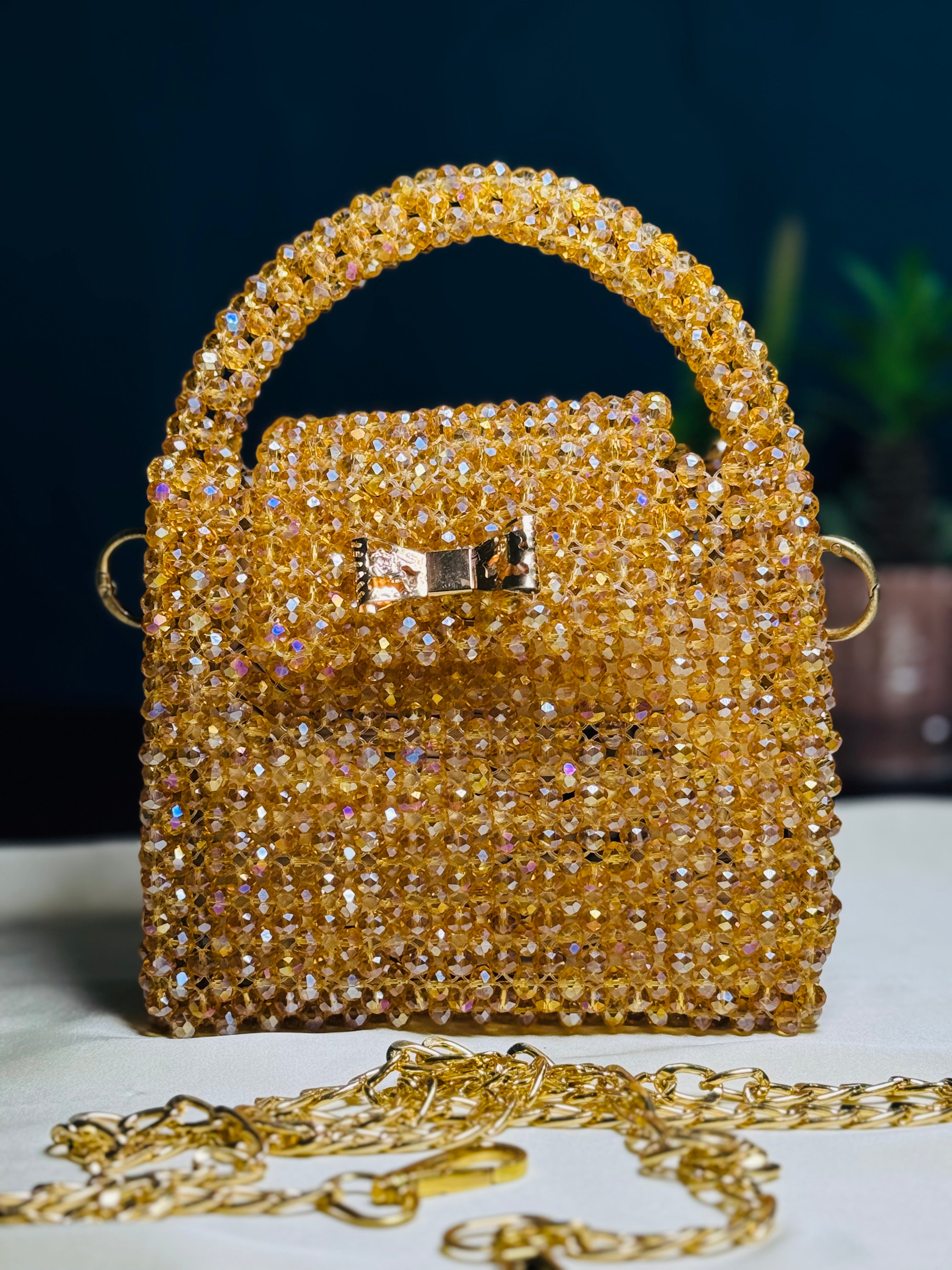 SUNSTONE COLOR CRYSTAL STONE HANDMADE BAG - Armix Store