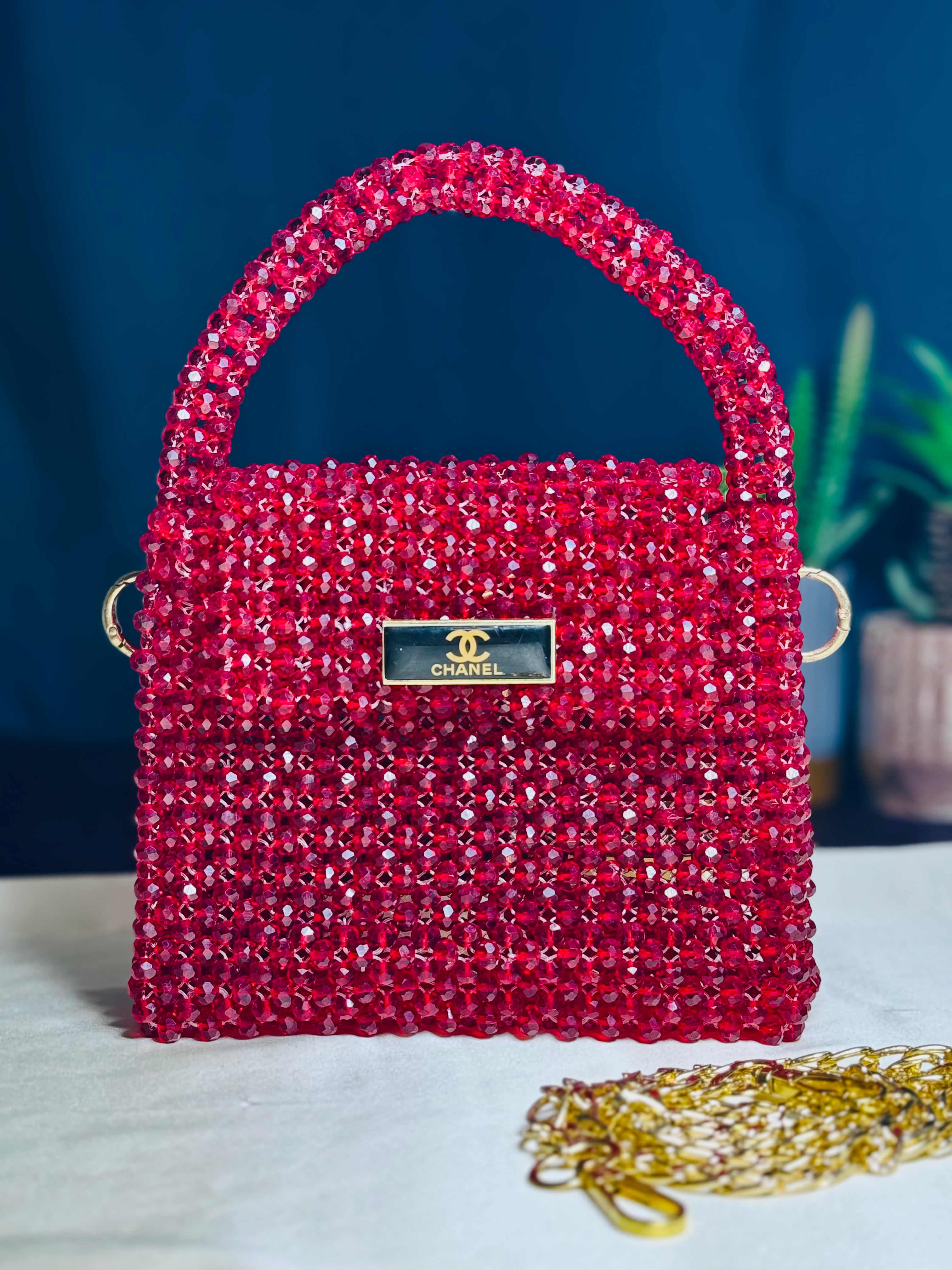 RUBY COLOR CRYSTAL STONE HANDMADE BAG - Armix Store