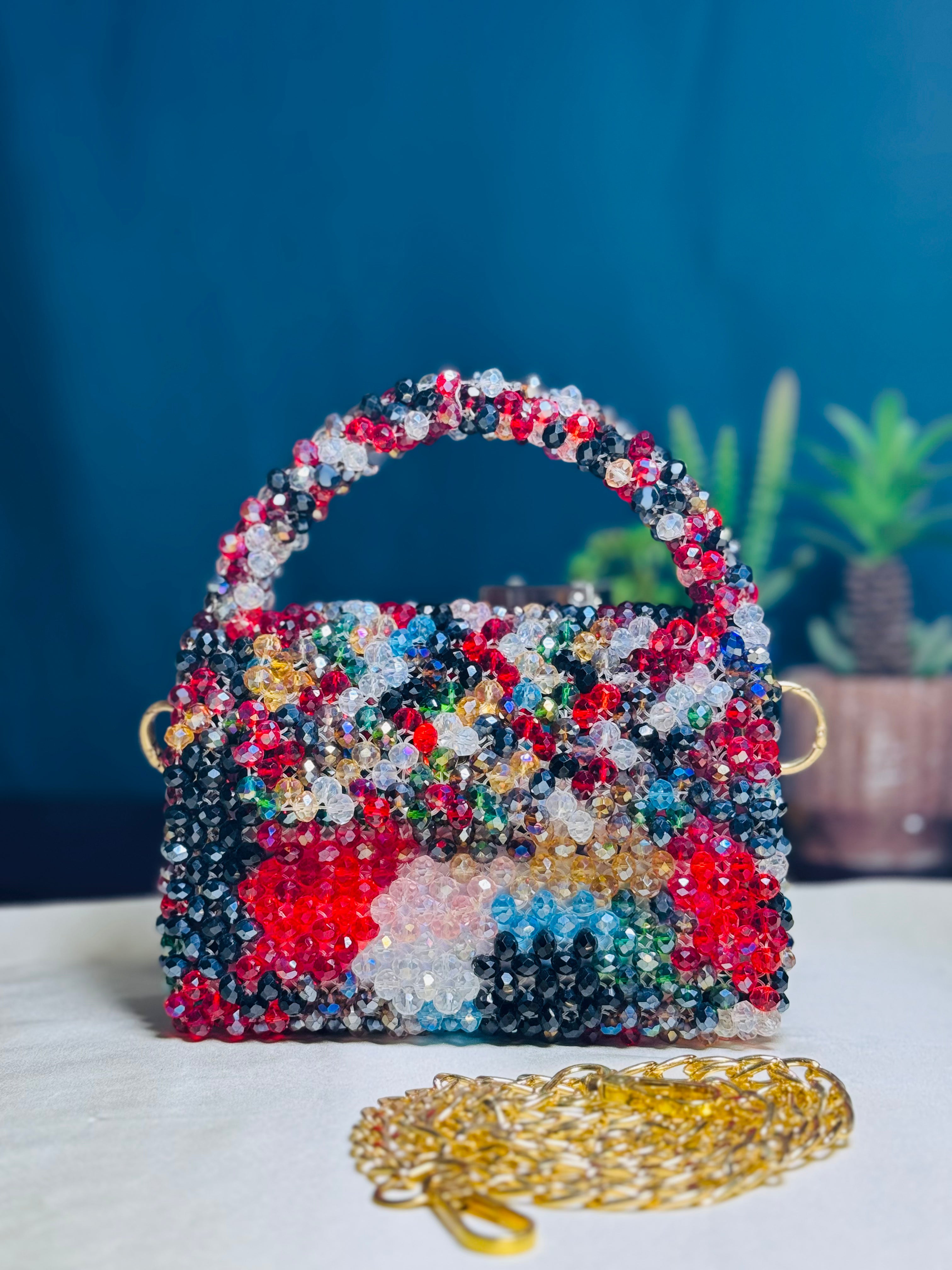 MULTI COLOR STONE CRYSTAL HANDMADE BAG - Armix Store