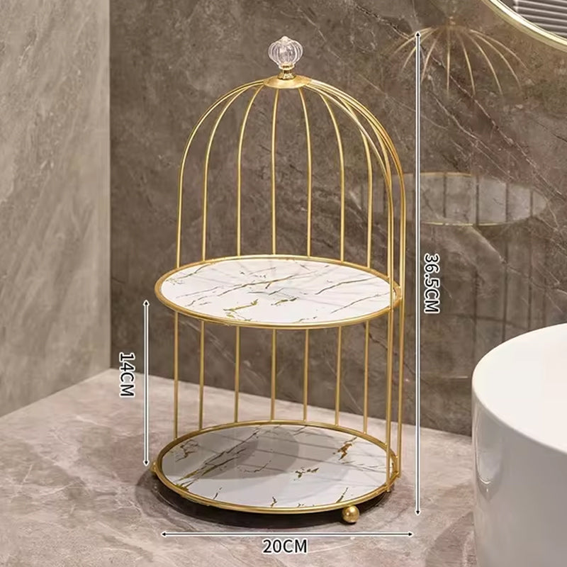 Multi Layer Makeup Organizer In Metal Bird Cage Shape - Armix Store 