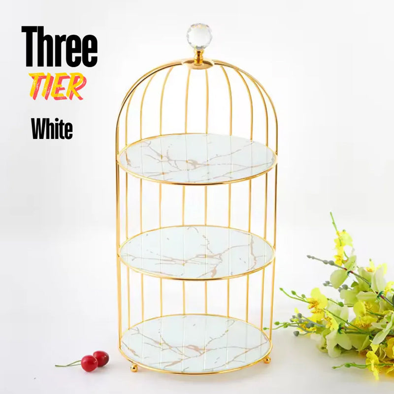 Multi Layer Makeup Organizer In Metal Bird Cage Shape - Armix Store 