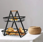 Wooden Handled 2 Tier Fruit & Vegetables Basket - Armix Store 