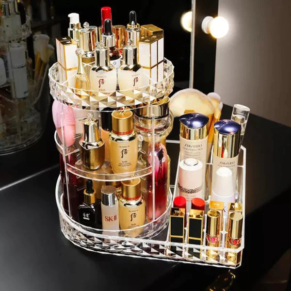 Rotatable Cosmetic Organizer With Lipstick Organizer Tray - Armix Store 