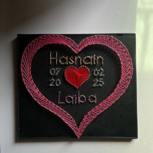 Custom Couple String Art – Heart with Names & Date (12x12 inch) - Armix Store 
