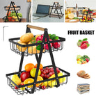 Wooden Handled 2 Tier Fruit & Vegetables Basket - Armix Store 