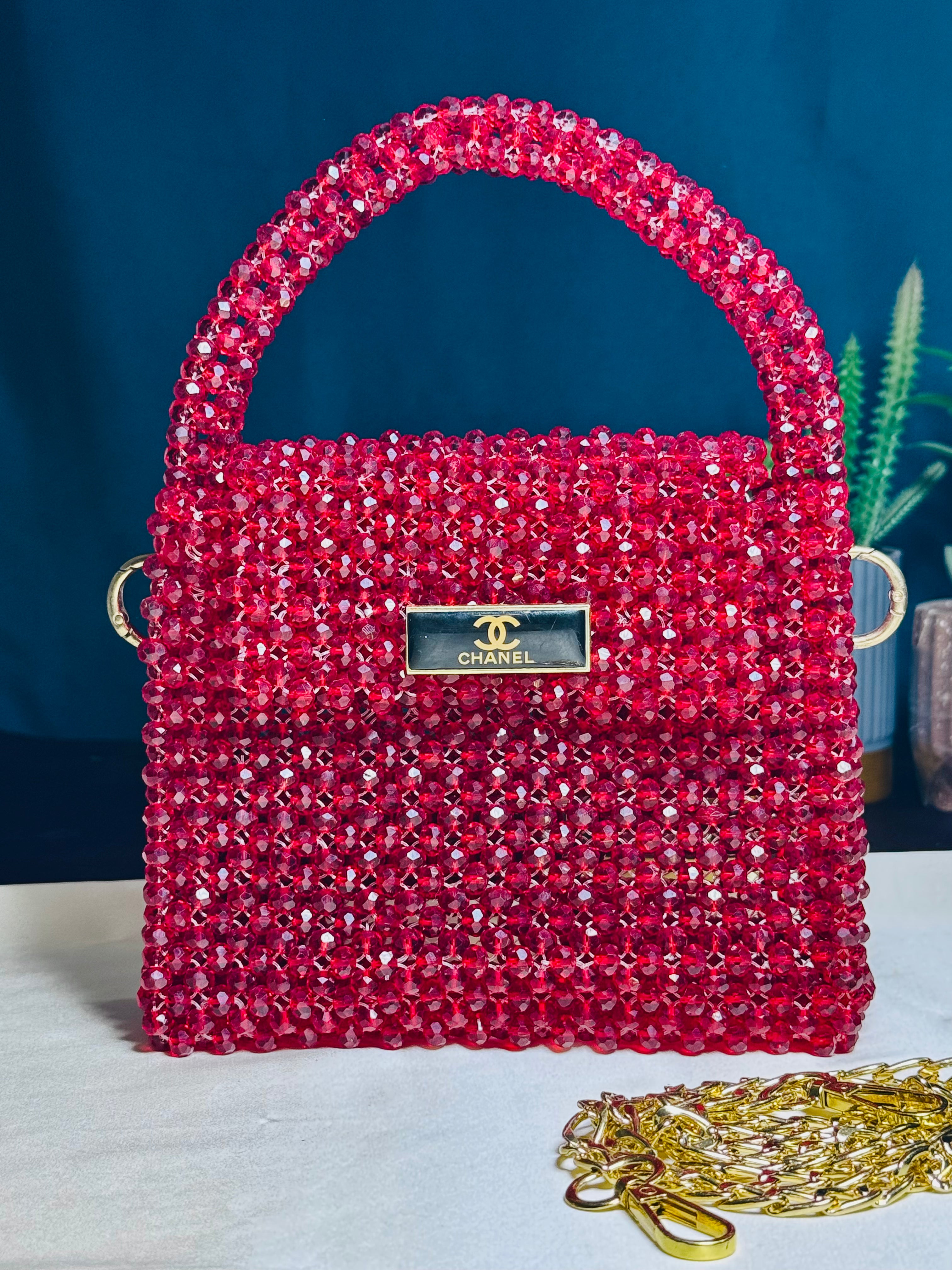 RUBY COLOR CRYSTAL STONE HANDMADE BAG - Armix Store 