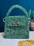 EMERALD COLOR CRYSTAL STONE HANDMADE BAG - Armix Store 
