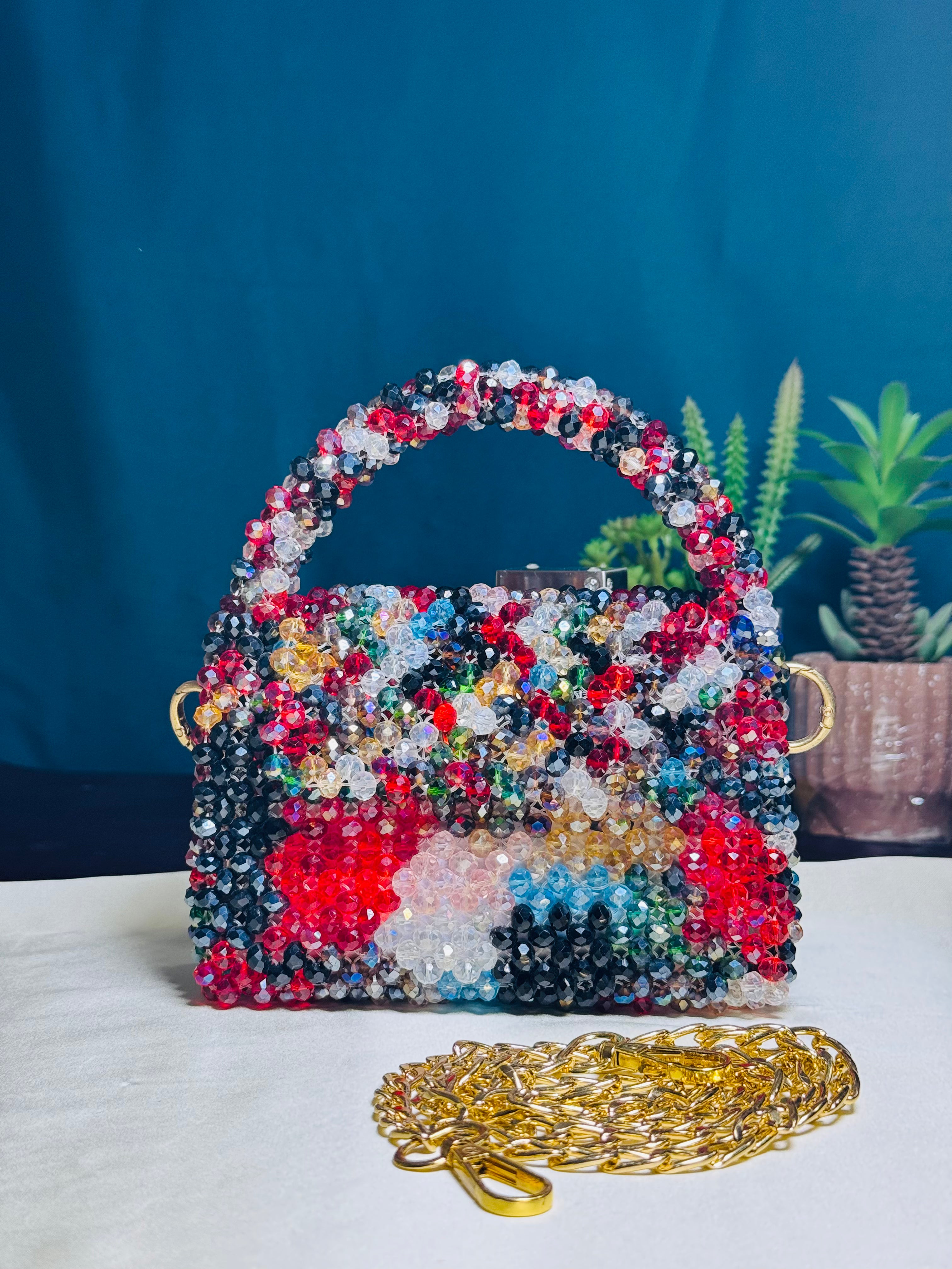 MULTI COLOR STONE CRYSTAL HANDMADE BAG - Armix Store 