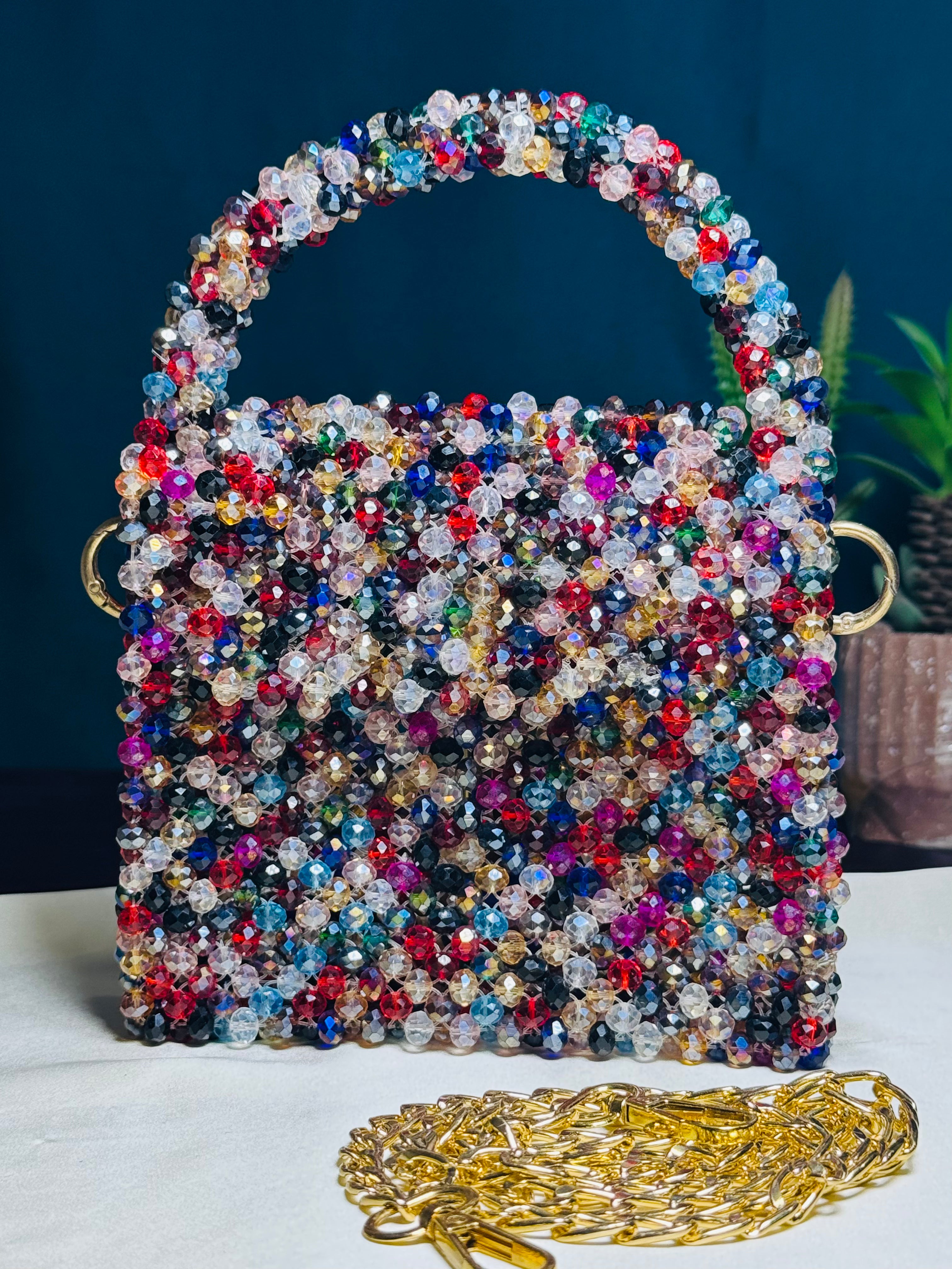 MULTI COLOR CRYSTAL STONE HANDMADE BAG - Armix Store 