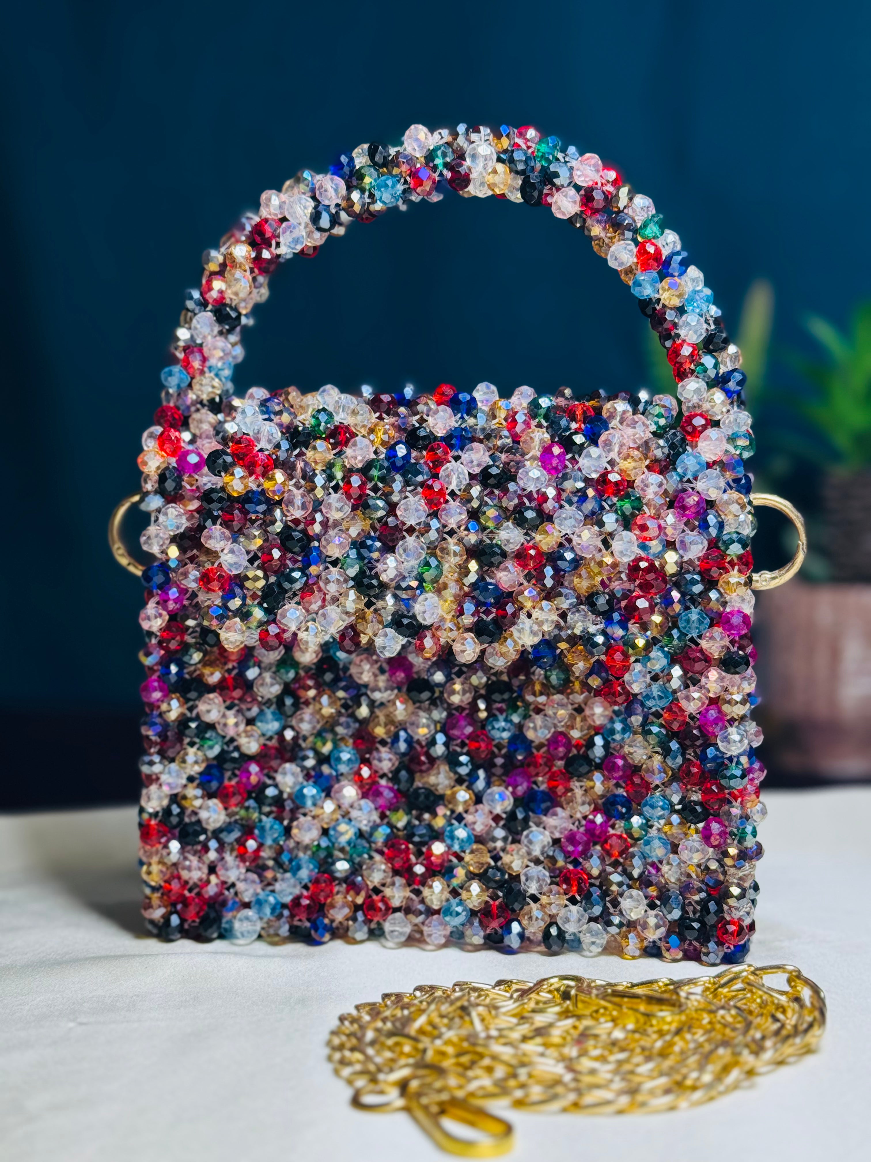 MULTI COLOR CRYSTAL STONE HANDMADE BAG - Armix Store 