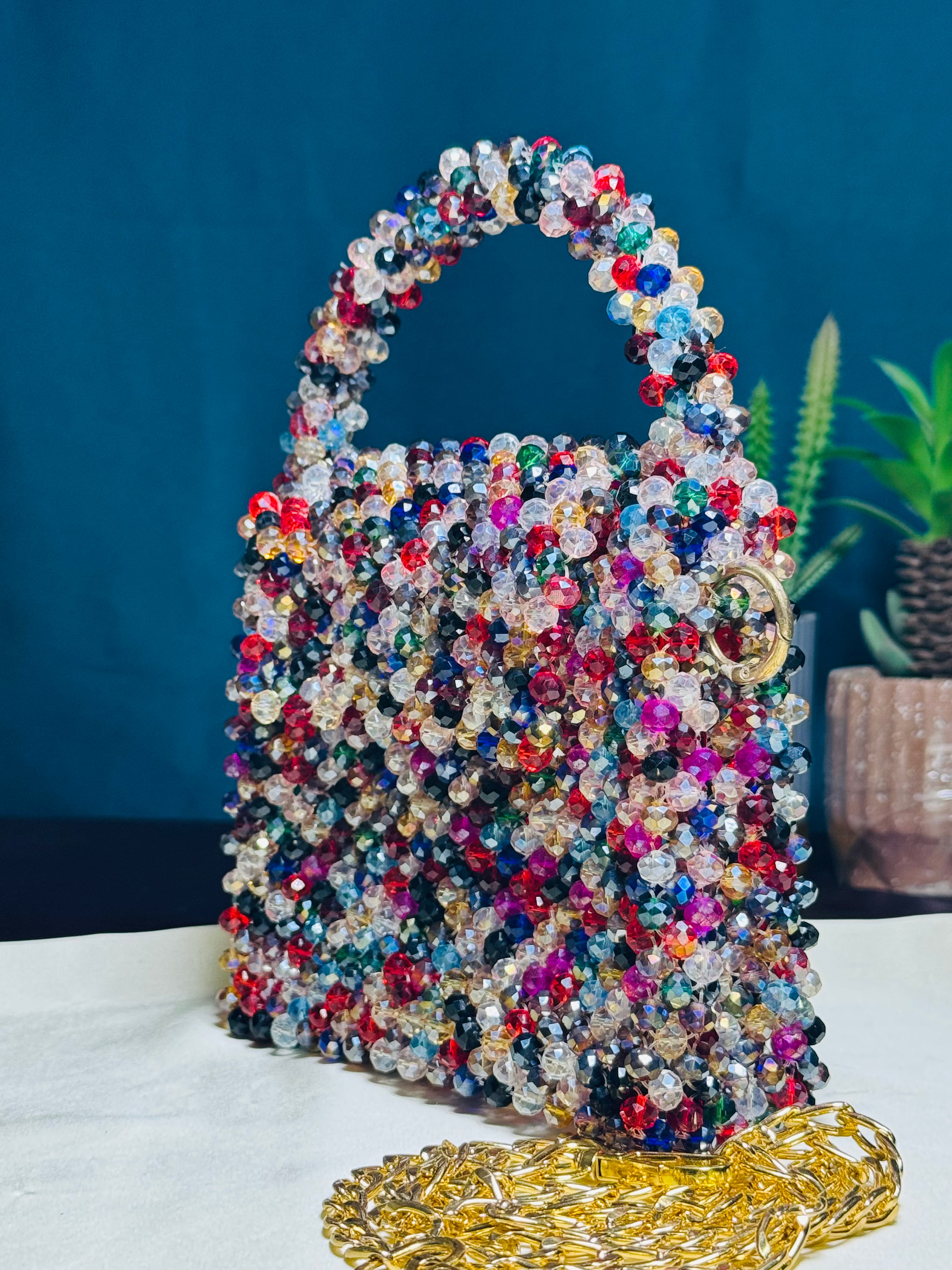 MULTI COLOR CRYSTAL STONE HANDMADE BAG - Armix Store 