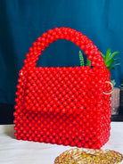 RED CORAL SQUARE SHAPE PLASTIC STONE HANDMADE BAG - Armix Store 